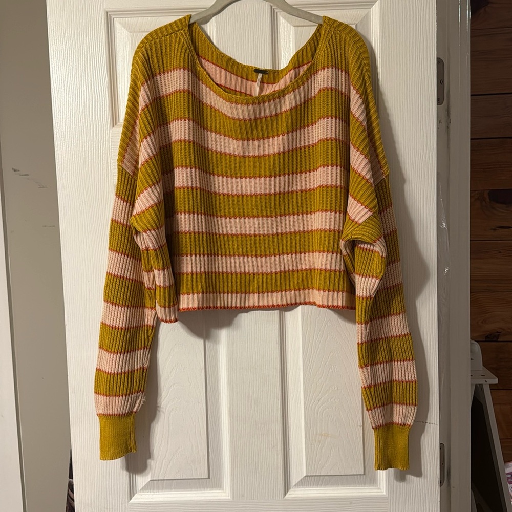 Free People Just My Stripe striped cotton sweater